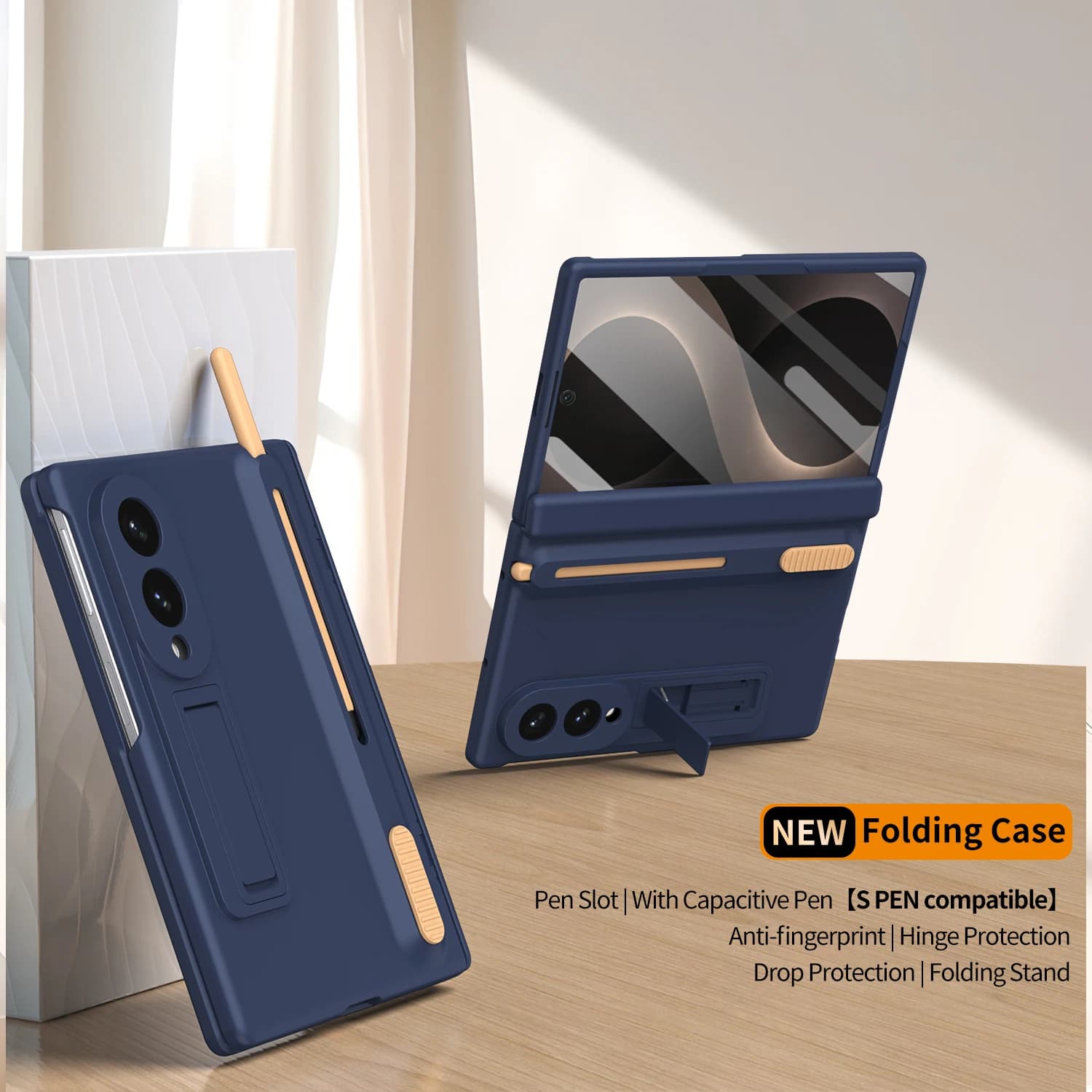 Custodia con cerniera a 360° e protezione completa per Samsung Galaxy Z Fold 8 Wide Originale con penna touch, cover pieghevole e pellicola in vetro temperato