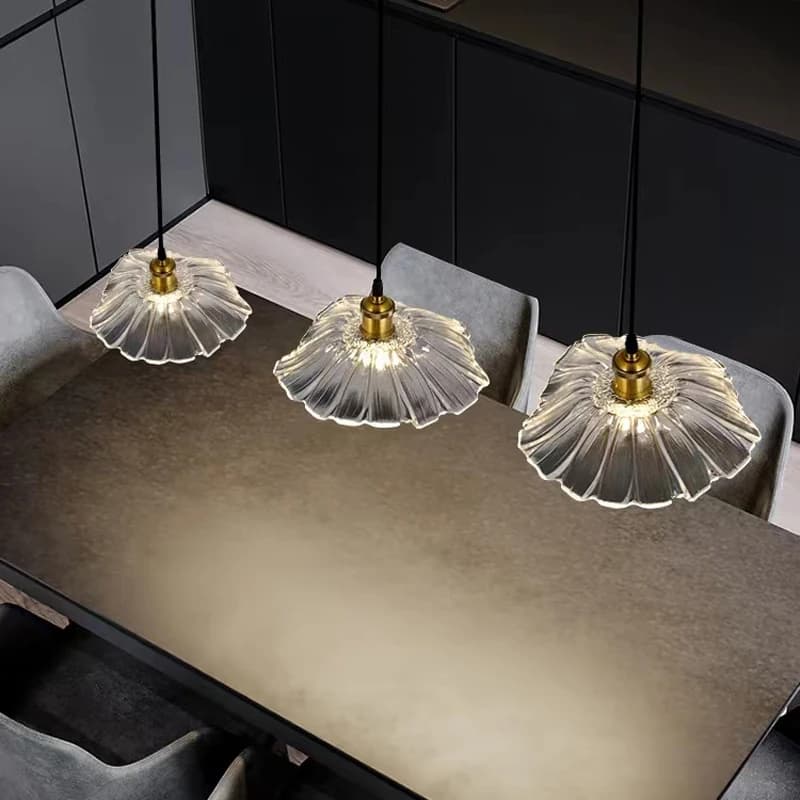 Retro Glass Flower Small Chandelier Restaurant Entrance Study Bedroom LED Lamp Hotel Homestay Bedside Fancy Copper Pendant Light
