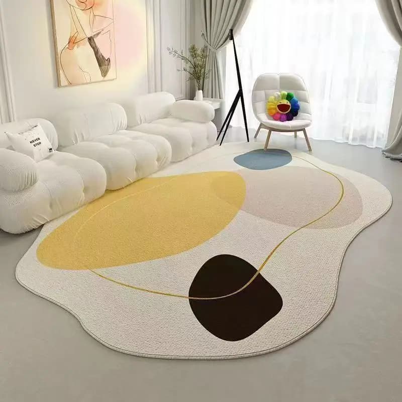 VIKAMA Divano da soggiorno a forma irregolare, tappeto da tavolino, tappetino in velluto di cristallo resistente alle macchie per camera da letto, decorazione per la casa