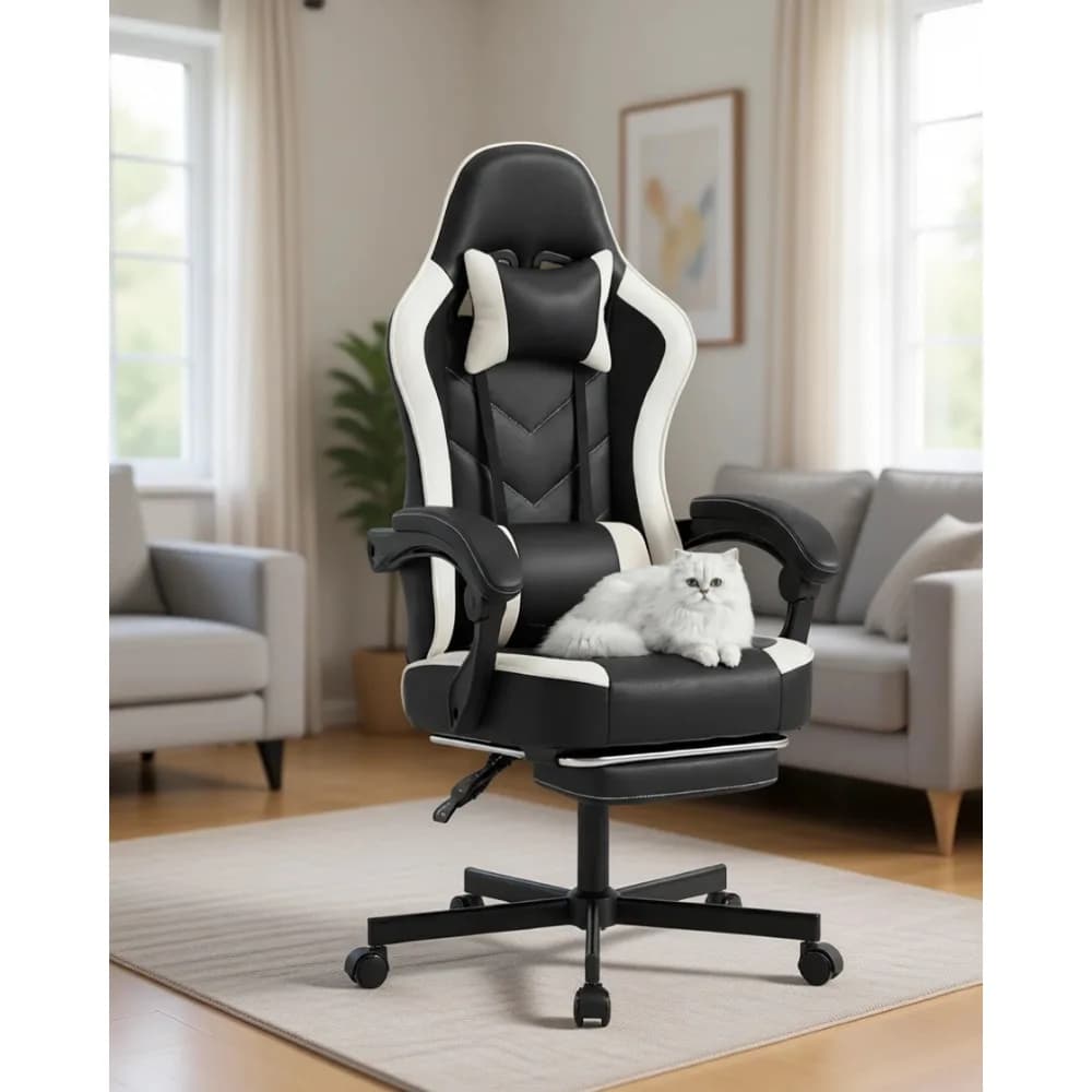 High Back Ergonomic Gaming Chair with Footrest, Lumbar Support and Pocket Spring Cushion for Adults