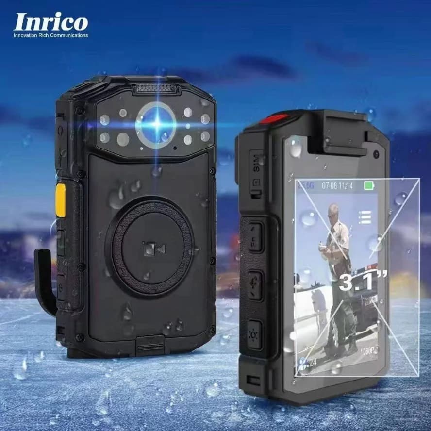Inrico-Camera indossata dal corpo, visione notturna, WiFi, NFC, radio tascabile, SOS, audio video, rete di allarme, walkie-talkie, telecamera per il corpo della polizia