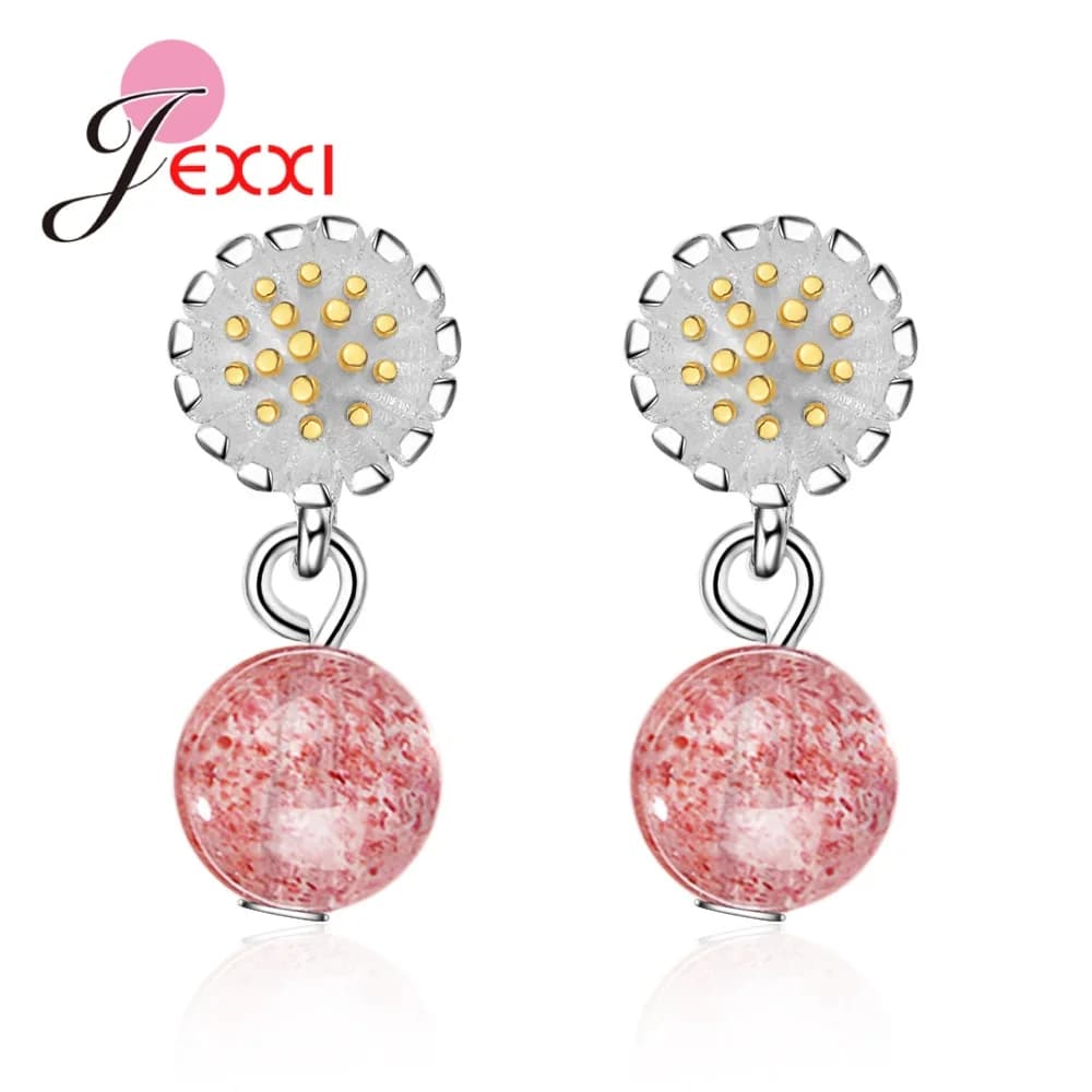 Orecchini gioielli in argento sterling 925 di nuova moda per le donne Accessori in cristallo rosa raro Vibrante dinamico Festa di compleanno per ragazze