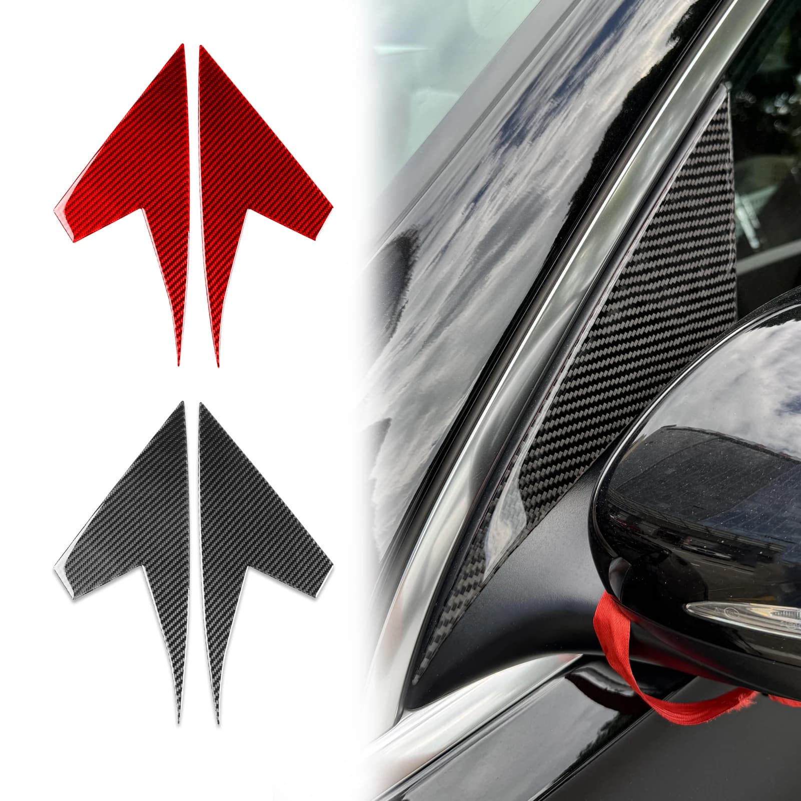 For Benz GLE W167 2019—2024 Carbon Fiber Car Accessories Auto Exterior Pillar Cover Panel Trim Wall decal External Edit