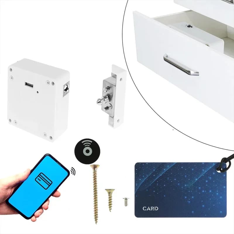 Serratura Elettronica Intelligente TTlock per Cassetti, Armadietti e Porte con Sensore Invisibile, in Plastica Resistente per Mobili da Ufficio e Guardaroba