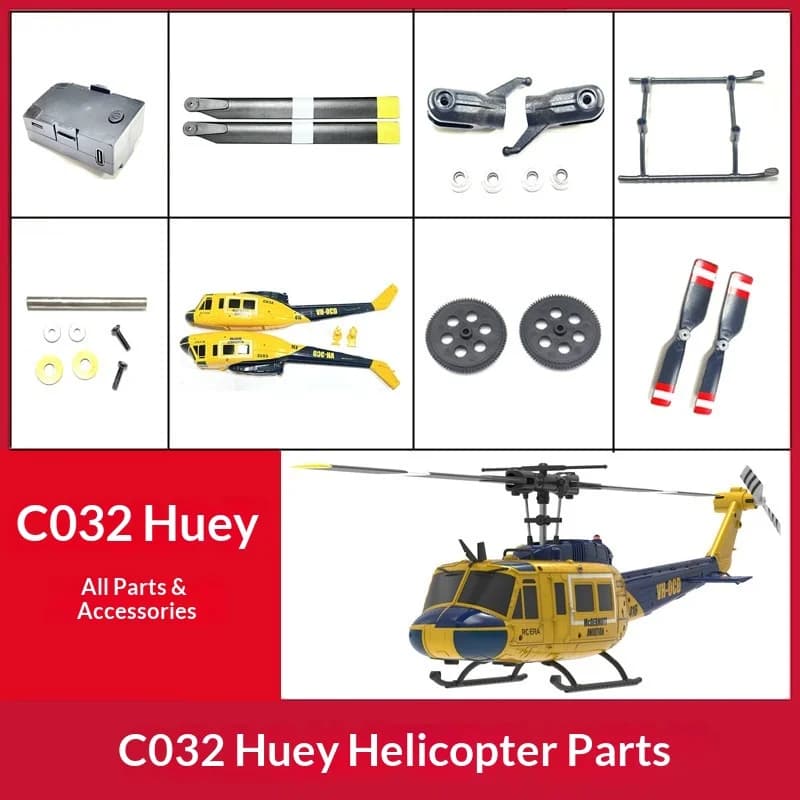 Ricambi RC ERA per Elicottero RC C032 UH-1 Huey: Canopy, Pale del Rotore, Batteria, Ingranaggi, Pattini di Atterraggio - Per Appassionati di Modellismo RC