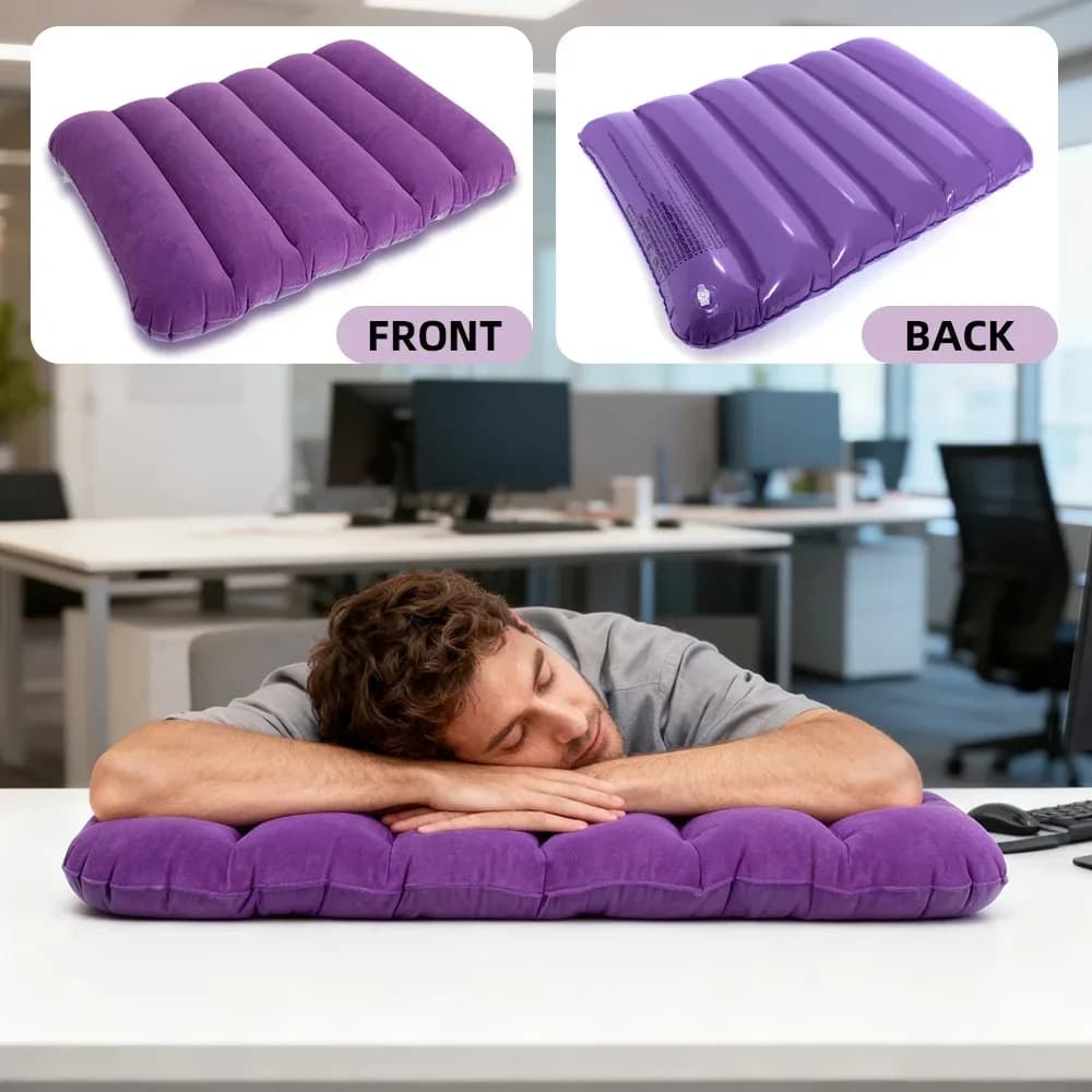 Cuscino Gonfiabile Portatile da Viaggio con Supporto Lombare, Pieghevole per Riposo e Sonno Laterale all'Aperto