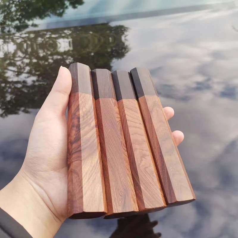 Manico per coltello da chef fai-da-te in legno massello Manico per coltello di ricambio per affettare giapponese ottagonale di Damasco Strumento per accessori ecologico