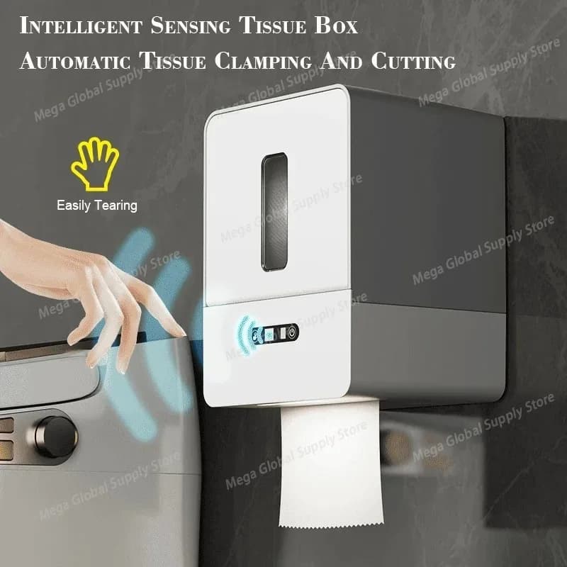 Induction Toilet Paper Holder Automatic Tissue Box Wall Mounted Paper Dispenser Roll Up Toilet Paper Box Bathroom Accessories