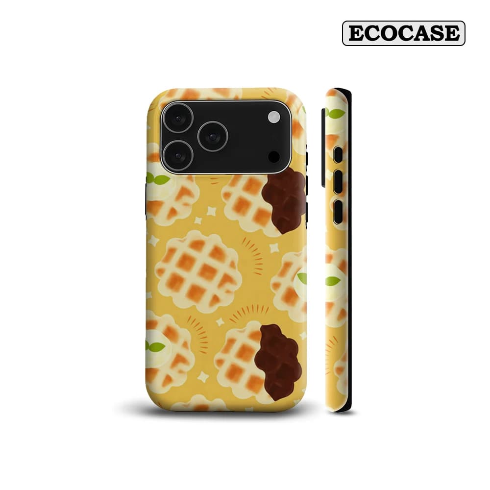 Custodia Magnetica per iPhone 17 16 15 14 13 Pro Max Plus con Stampa Waffle Sweet Treat, a Strato Singolo o Doppio, Robusta