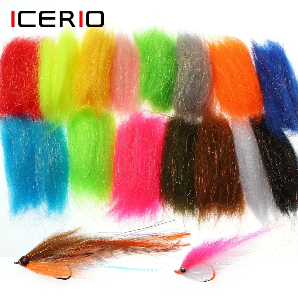 ICERIO 2 borse Flash Streamer Fibra Fibra Sintetica per Acqua Dolce Acqua Salata Minnow Esca Pesce Trota Spigola Luccio Fly Legatura Materiale
