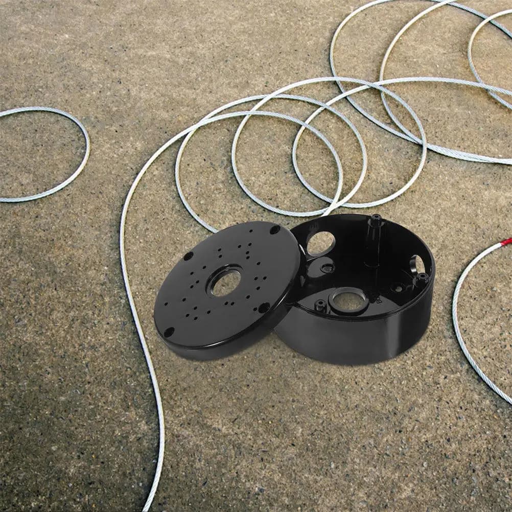 Scatola di giunzione rotonda impermeabile da 2 pezzi, scatola per cavi con ampio spazio per l'organizzazione dei cavi, scatola elettrica da esterno per telecamera di sicurezza