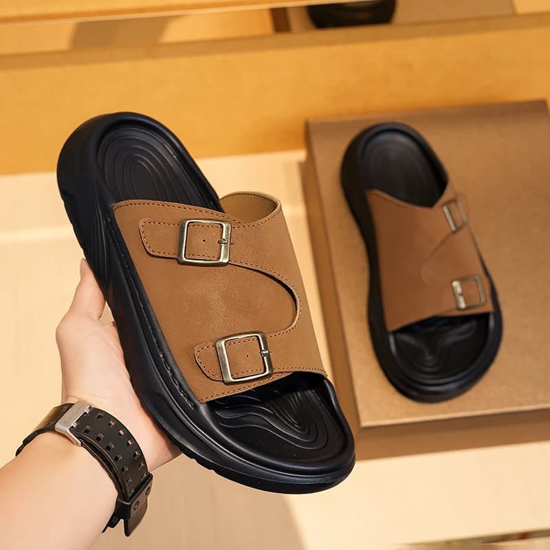 Infradito Estive da Uomo con Punta Aperta, Scarpe da Spiaggia Leggere con Suola in Gomma Espansa, Ciabatte Casual Antiscivolo alla Moda, Disponibili in Taglie Grandi