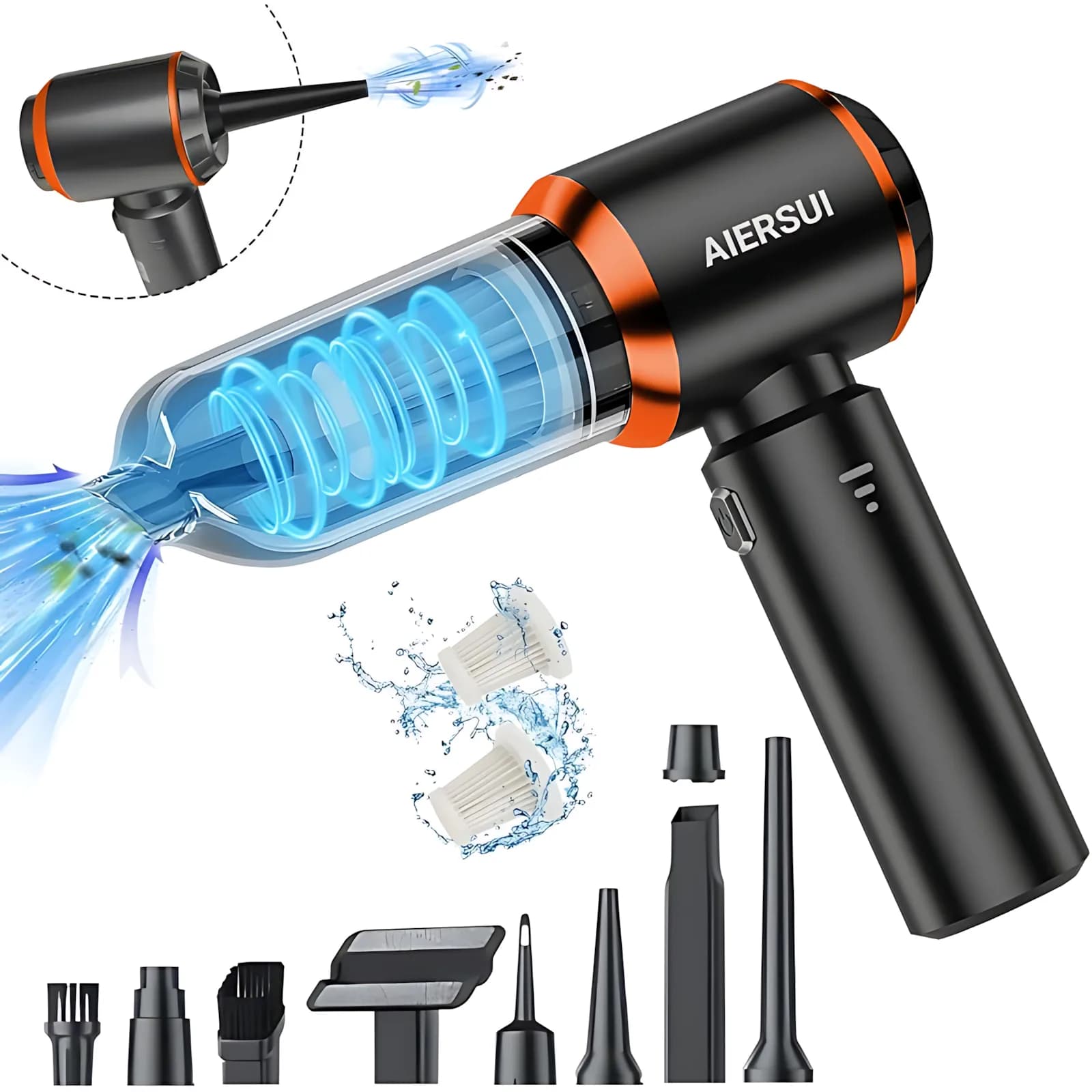 Aspirapolvere per Auto AIERSUI Mini, Senza Fili, Potente, Portatile, Macchina per Pulizia Manuale