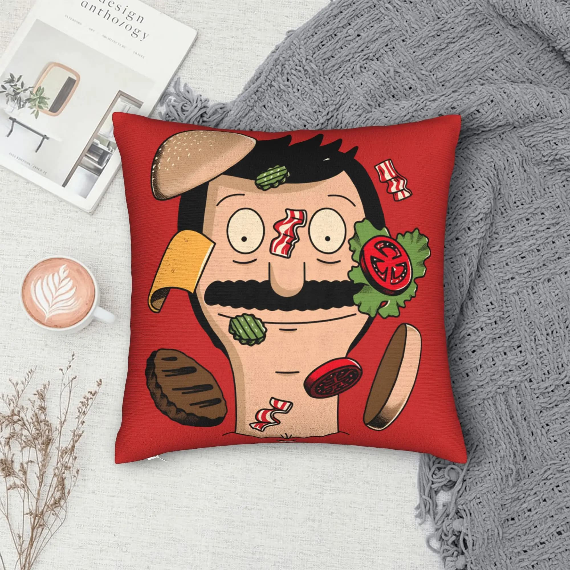 Anime Bobs Funny B-Burgers Pillowcases Movie Cute Funny Pillow Case For Sofa Car Home Decor Soft Pillow Cover