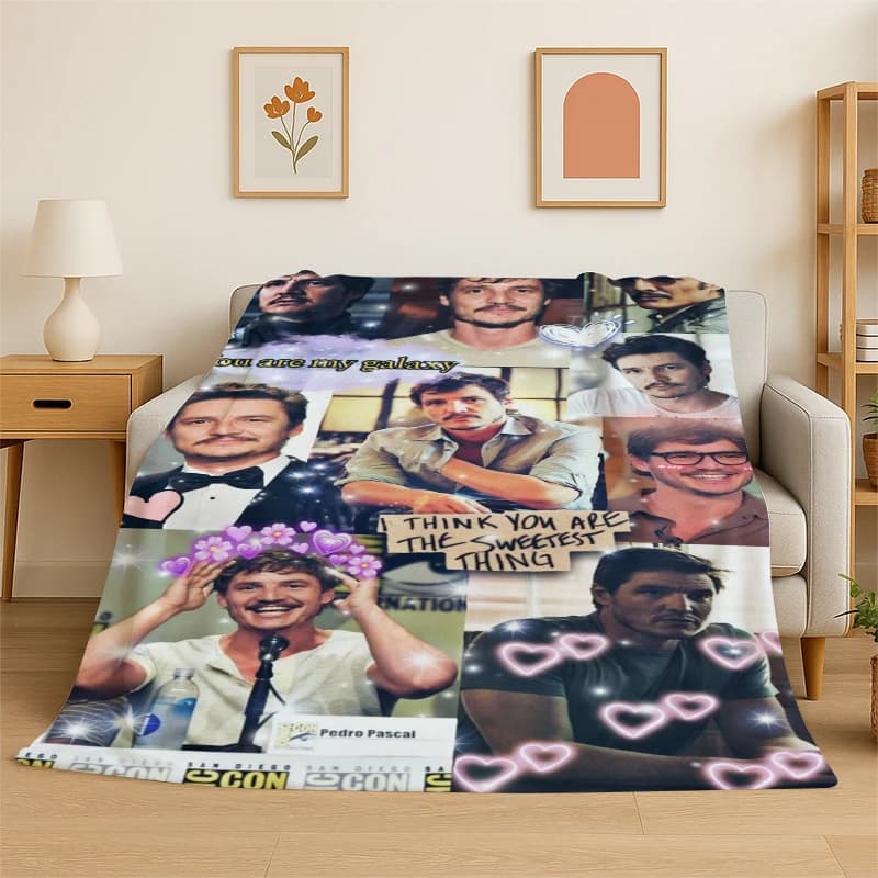 Coperta in flanella Fashion Pedro Pascal Star, morbida e calda, per camera da letto, soggiorno, letto, viaggi, campeggio, picnic, regalo per bambini