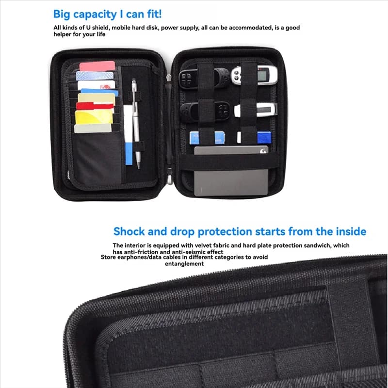 3CGRO-Electronics Cavo Organizer Borsa USB Flash Drive Scheda di memoria Custodia HDD Custodia da viaggio SD SDXC SDHC Porta carte Organizer