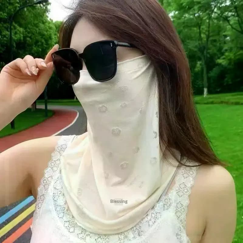 Summer UV Protection Mask Sun Proof Bib Veil Sunscreen Face Cover Mesh Breathable Face Scarves Neck Wrap Cover