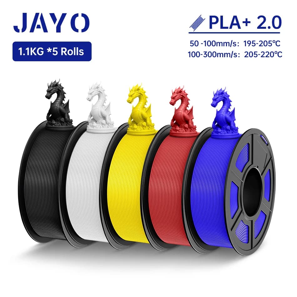 JAYO PLA + filament update 2.0 5 PLA rolls plus 3D printer filament resistance 3D printing material for FDM No tangle
