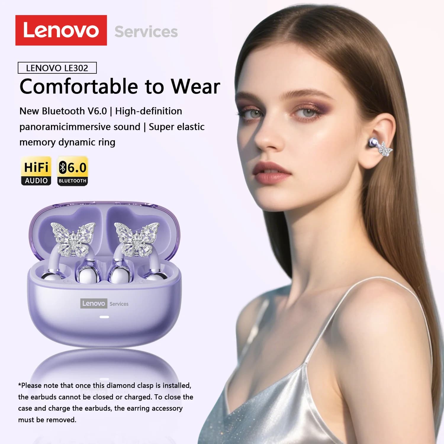 Scelta Lenovo LE302 OWS Wireless Bluetooth 6.0 Auricolare Batteria a lunga durata Auricolari sportivi ENC Cuffie per chiamate HD con cancellazione del rumore