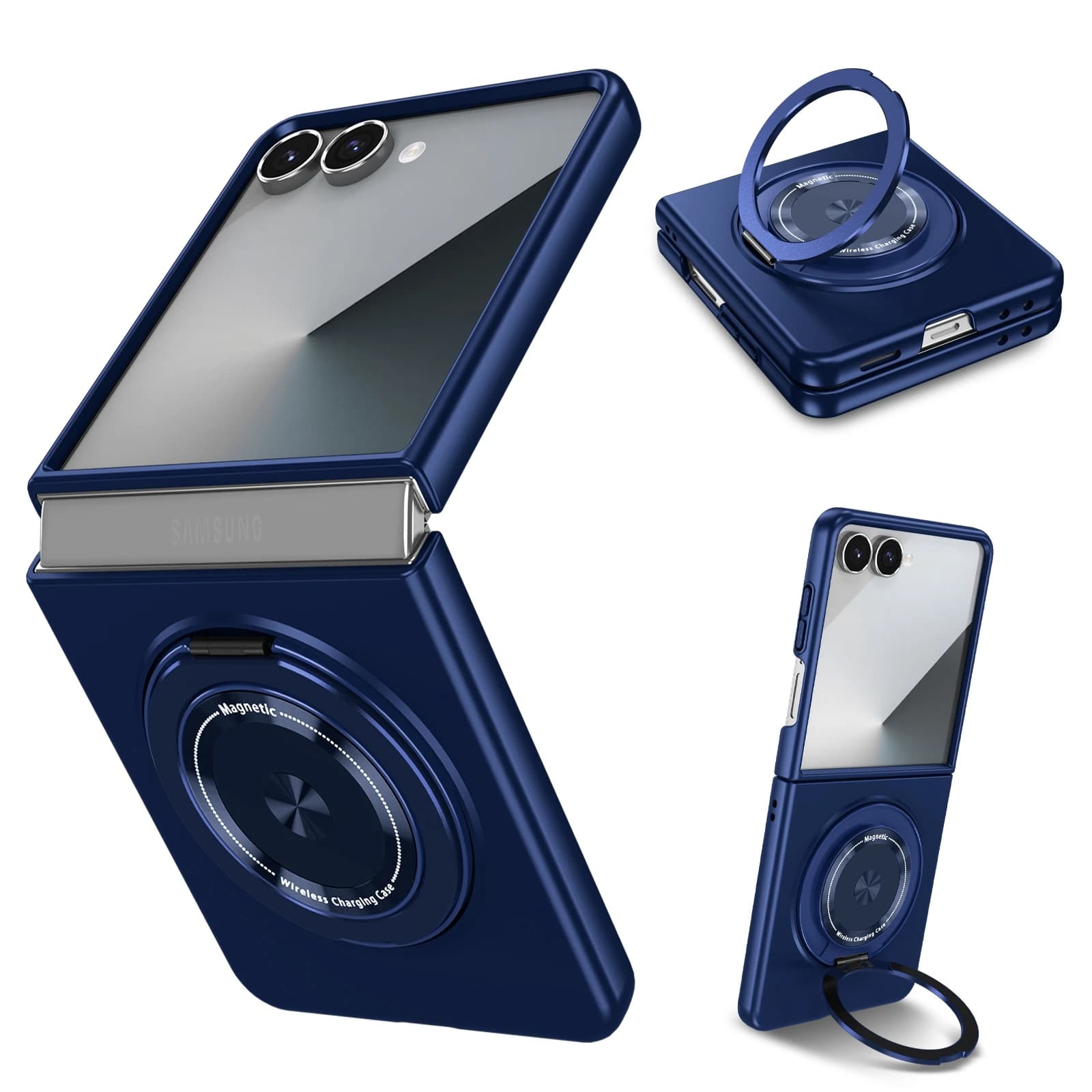 360 ° Custodia Protettiva Antiurto con Anello Girevole e Blocco Magnetico Potente per Samsung Z Flip 7 6 5 4 3