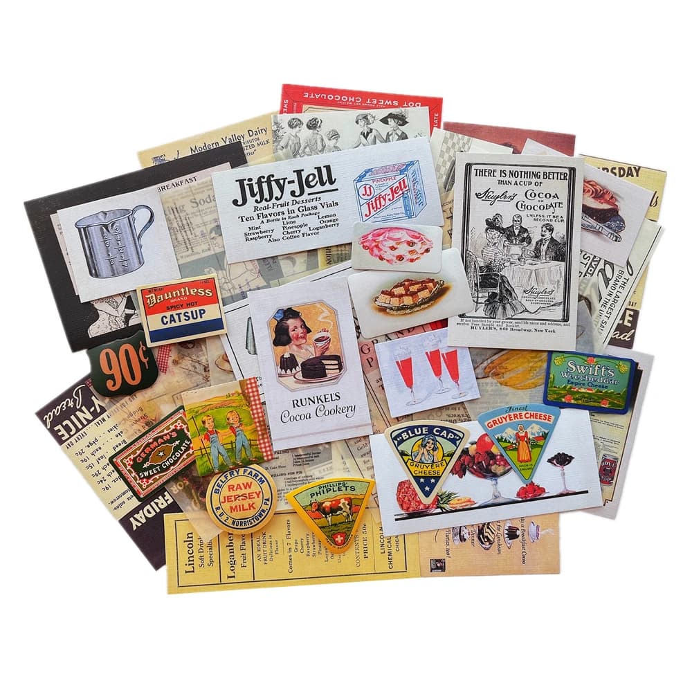 Junk Journal Retro American Kitche Fruit Price Tag Vintage English Letters Handmade Material DIY Scrapbooking Base Collage Album