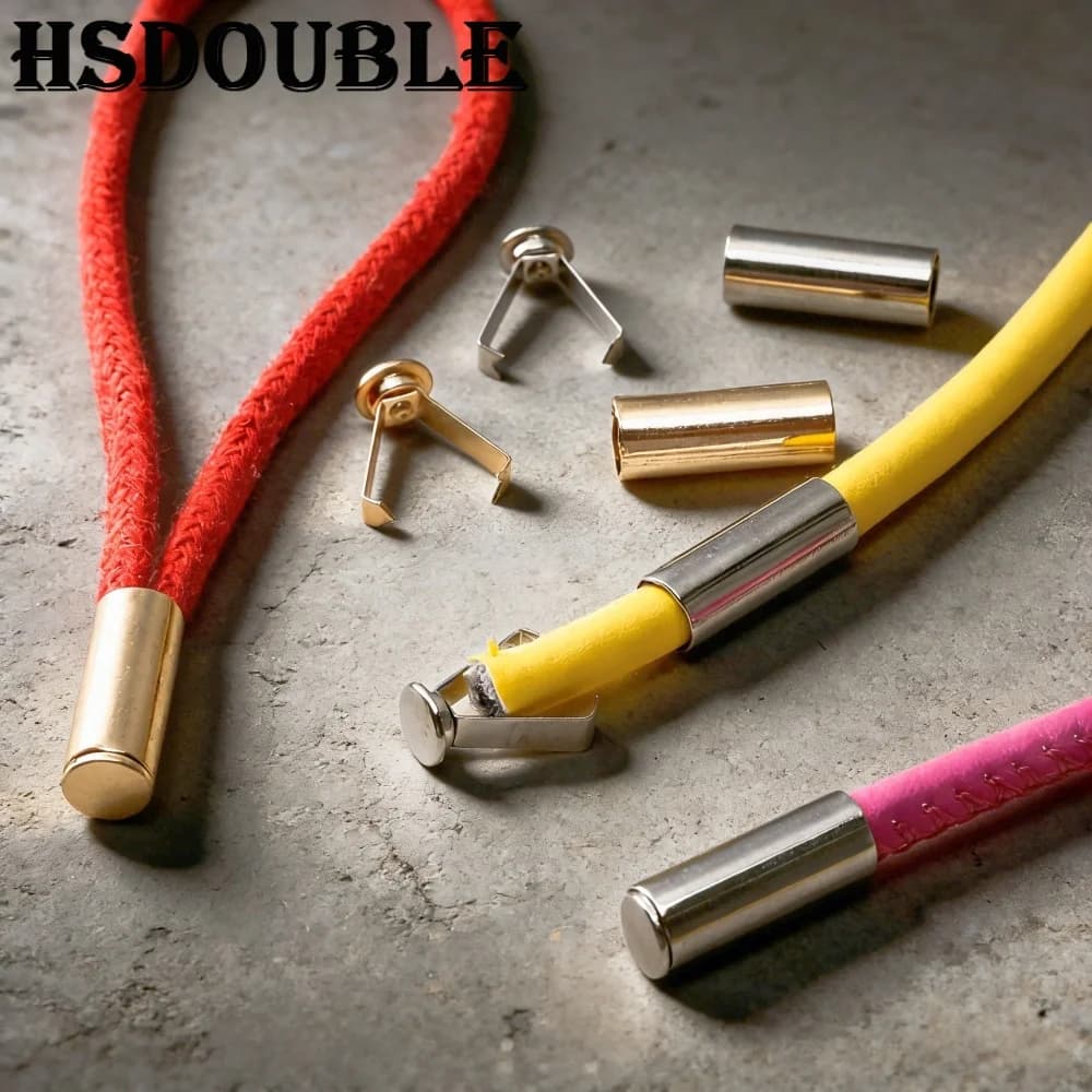 20 Sets HSDOUBLE Metal Cord Lock Ends Fastener Set DIY Sewing Accessories for Hats, Sweaters & Garment Ropes