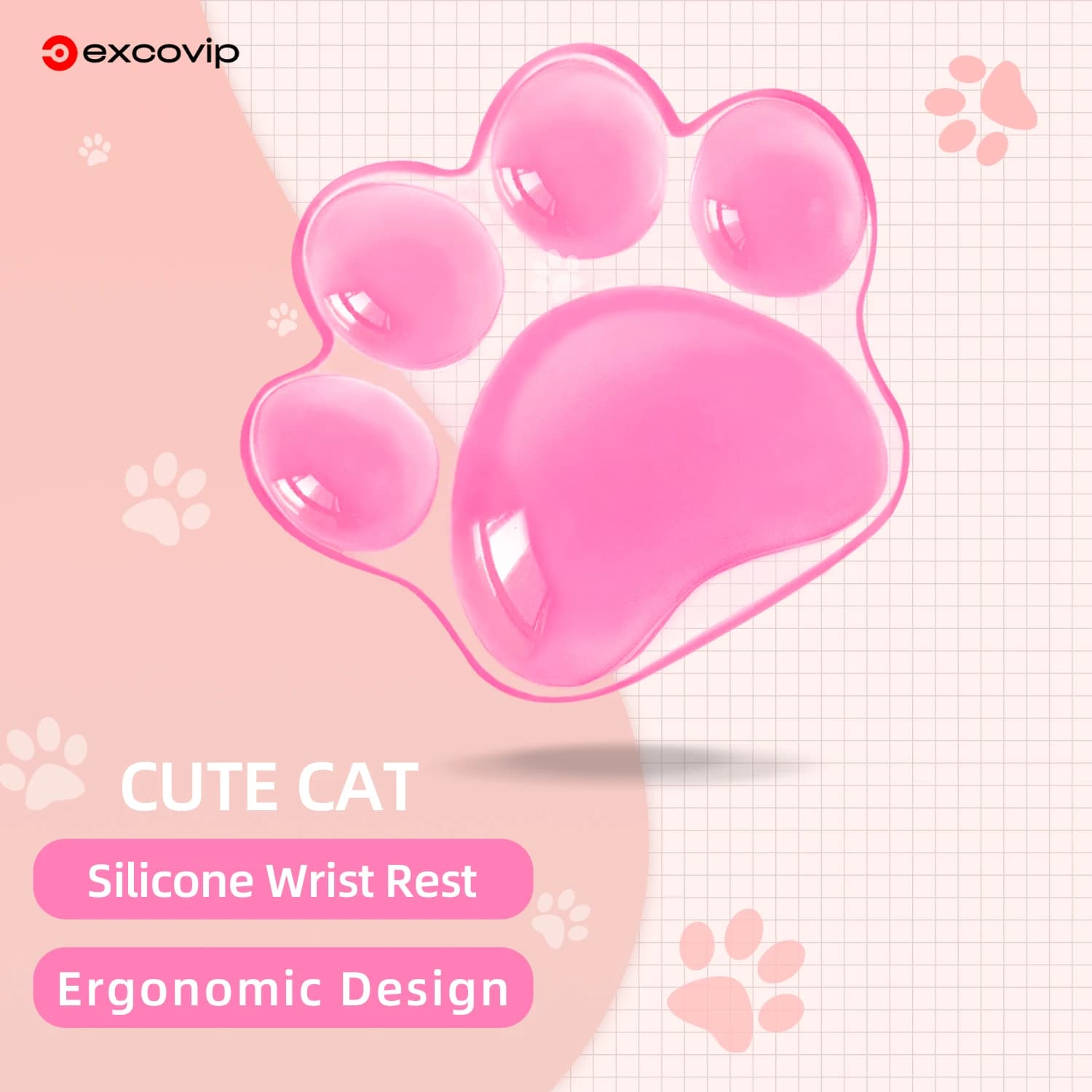 EXCO Ergonomic Silicone Mouse Wrist Rest Support Pad Cat Paw Hand Cushion Soft for Office Computer Laptop Gaming Pain Relief