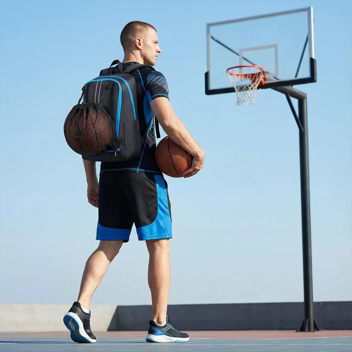 Basketball Sports Backpack Multi-Purpose, Large Capacity Travel Bag for Gym Swimming Hiking, Waterproof Outdoor Fitness Backpack