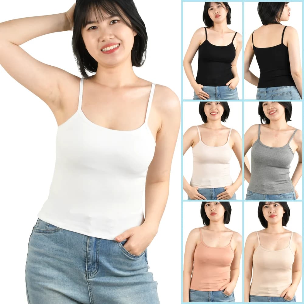Canotte sottili da donna con spalline sottili Top T-shirt imbottita senza maniche Canotte Abbigliamento estivo da donna Fuori T-shirt corte femminili Gilet