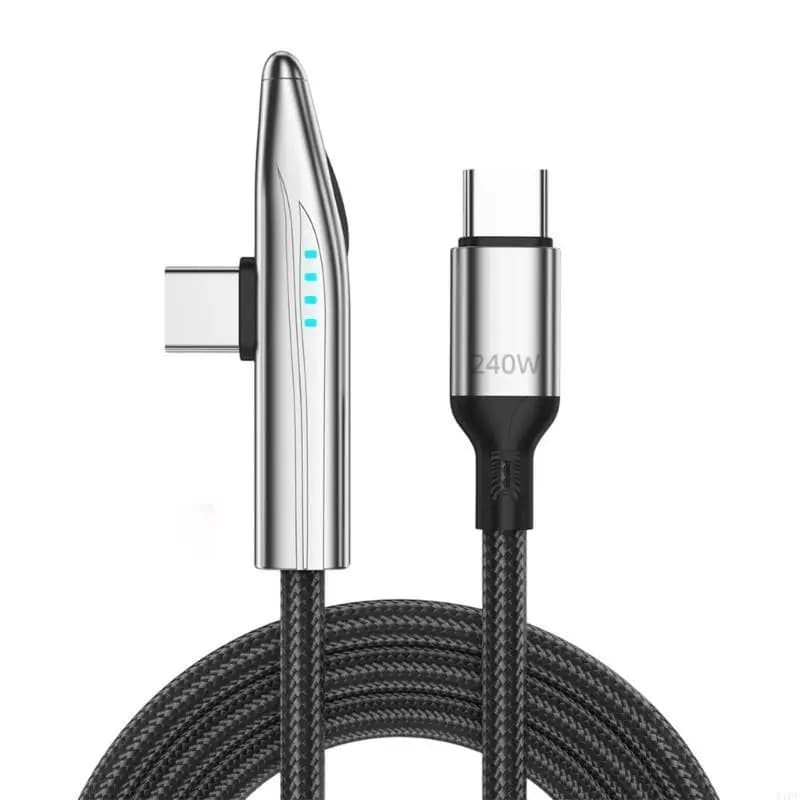 E1PF 240W Fast Charging Cable 90 Degree Angled Type C to USB C Power Cable For Phones Tablets Efficient