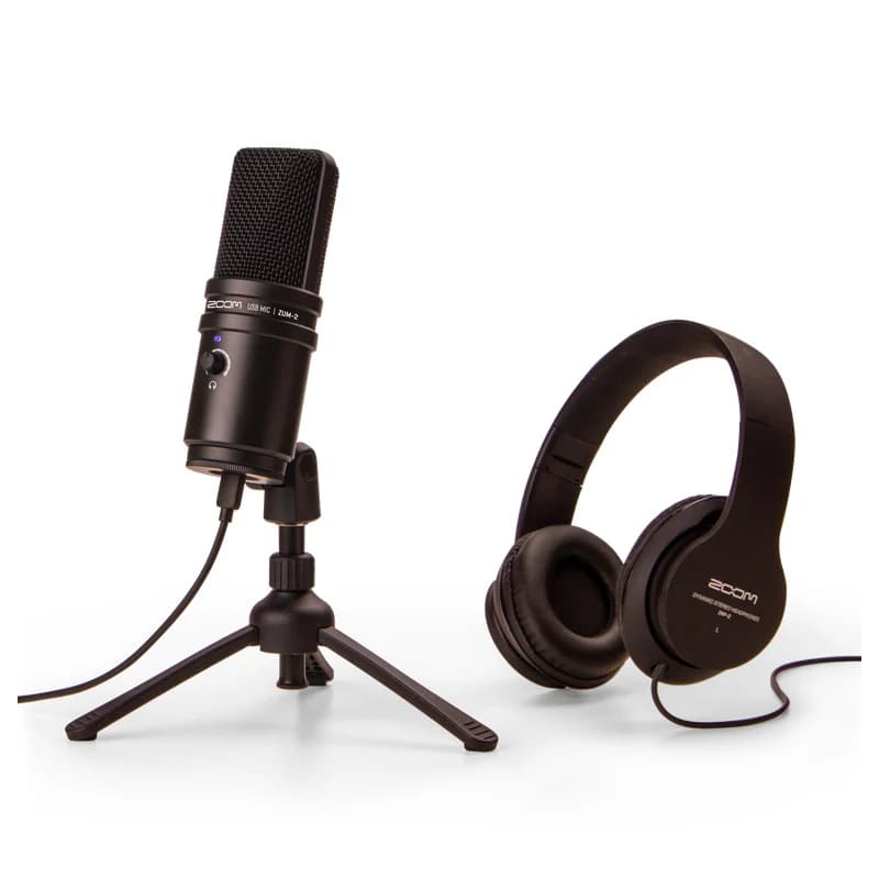 Zoom ZUM-2 Kit Microfono per Podcast, Microfono USB per Podcast, Cuffie, Treppiede, Antivento, Cavo USB, per Registrazione, Musica, Voice-Over