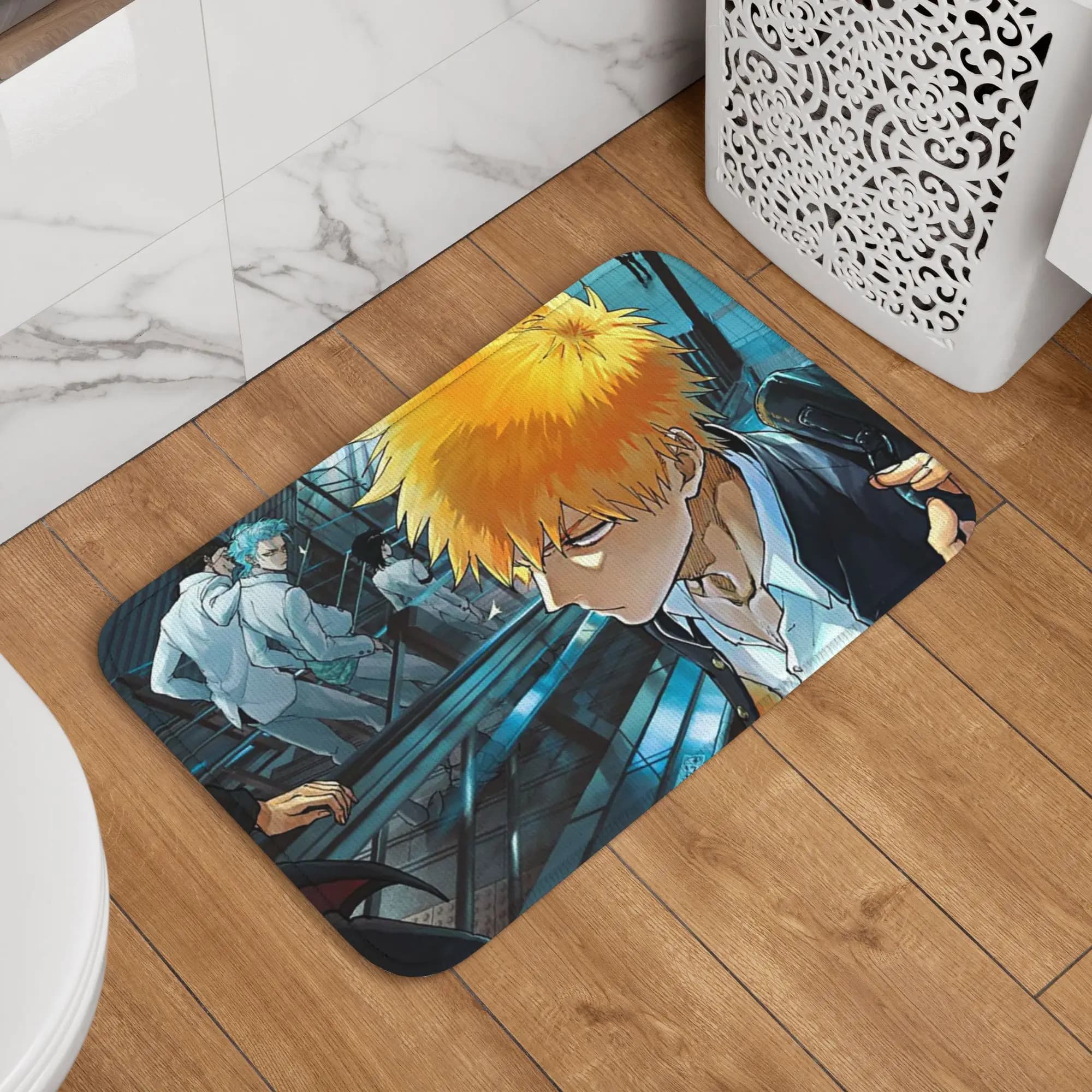 Tappetino per porta con motivo Bleach anime, resistente all'acqua e all'olio, per cucina, ingresso, casa, bagno, tappetino per pavimento.