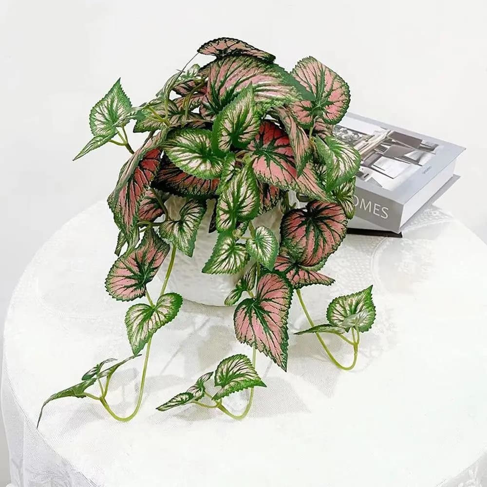 Green&red Perilla Leaf Artificial Plant Vine Leaves Artificial Foliage Faux Plant Vine Wall Hanging Silk Leaves