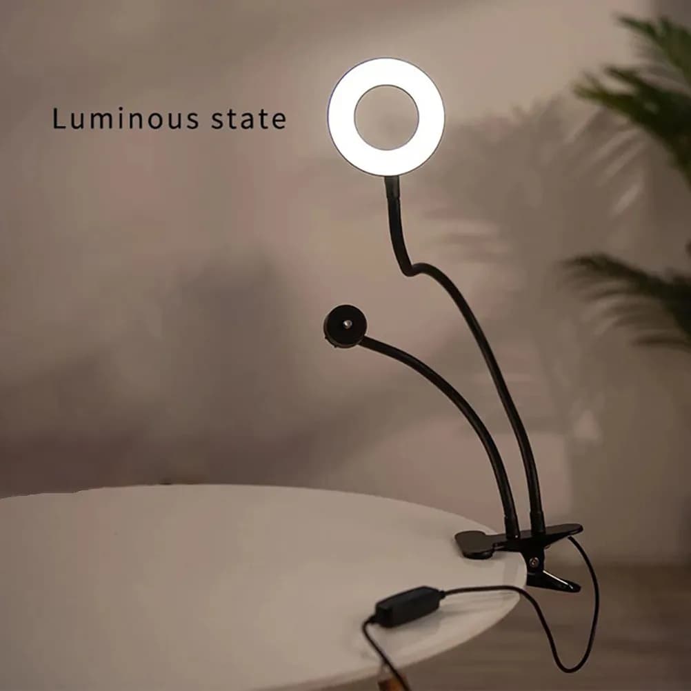 Luce LED a Clip con Rotazione a 360 Gradi e Alimentazione USB per Selfie e Uso da Tavolo