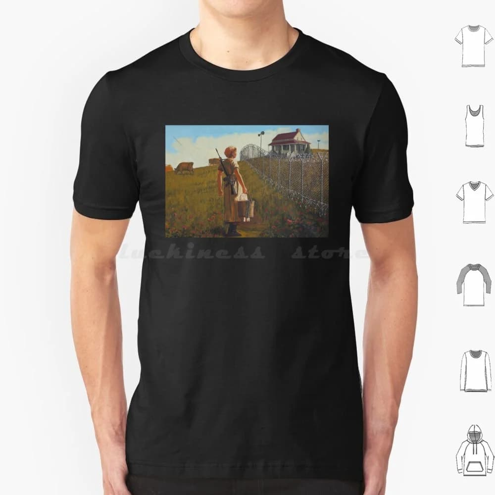 House On The Hill-Banksy T Shirt 6xl Cotone Cool Tee Street Art Cultura pop Graffiti Stencil Vernice spray Pezzo murale Anti