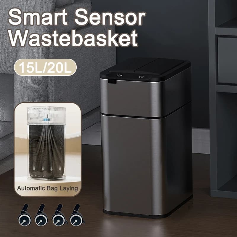 15/20L Intelligente Bidone della Spazzatura Impermeabile Grande Cestino Da Cucina Sensore Insaccamento Automatico Bidone della Spazzatura Bidone della Spazzatura Rettangolare Domestico