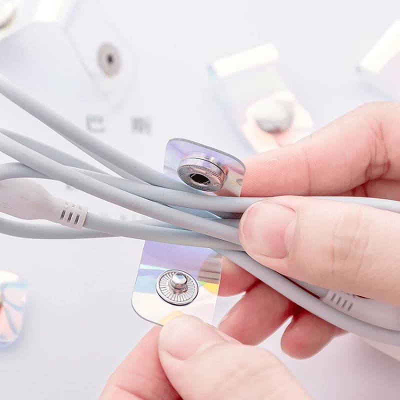 20 clip per cavo trasparente laser, cavo per auricolari, cavo dati, avvolgicavo, protezione, supporto per cavo, fibbie, organizer