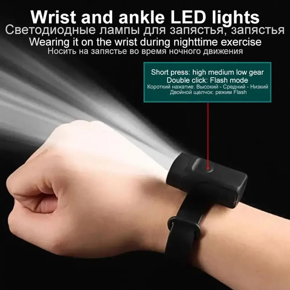 Rechargeable Wrist Torch via USB Wrist and Ankle Torch Light Torch for Bike Helmet