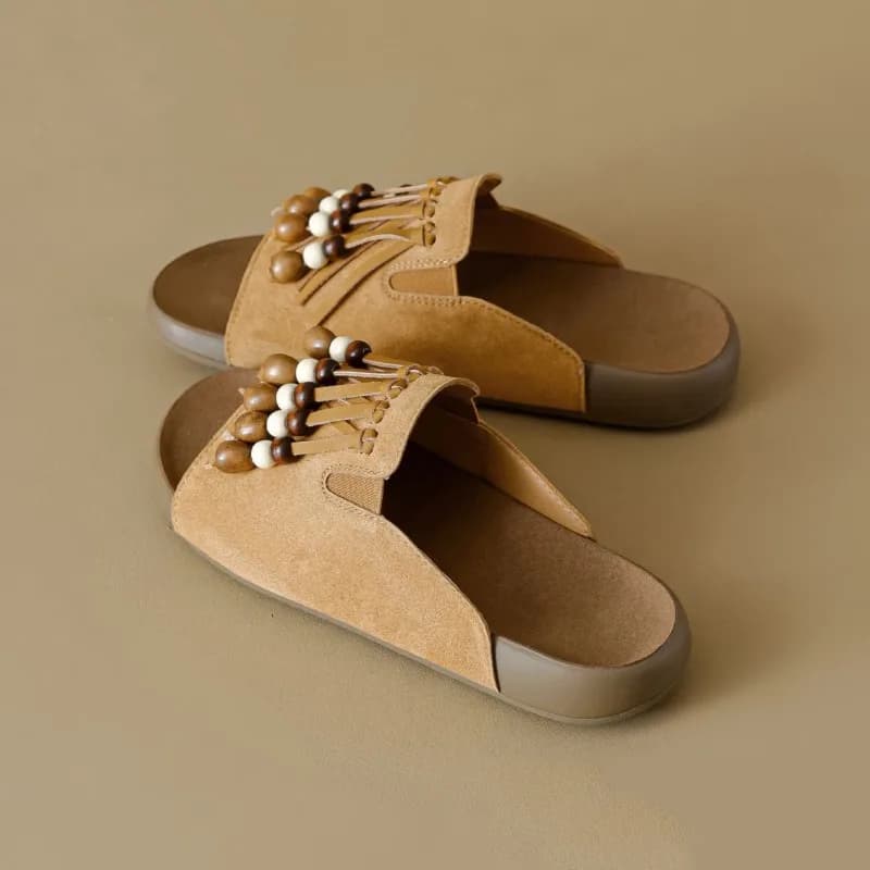 Cool Mopping 2026 Nuove Ciabatte Estive con Nappine e Perline, Stile Vintage, Versatili, con Plateau, Scarpe da Donna