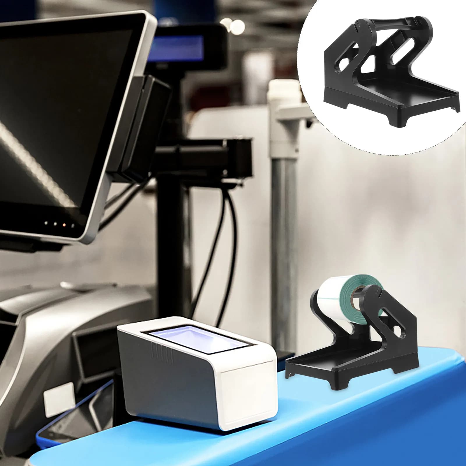 1 Pezzo Portaetichette a Doppio Uso per Etichette in Rotolo e Etichette a Ventaglio, Accessorio per Stampante Desktop, Facile Montaggio, Dimensioni Standard, in Plastica