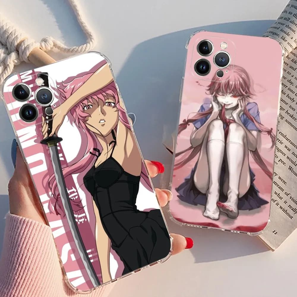 Anime Future Diaries custodia per telefono per iPhone 15 13 14 Pro Max XS XR 12 11 Pro 13 Mini 6 7 8 Plus Cover posteriore trasparente Capa