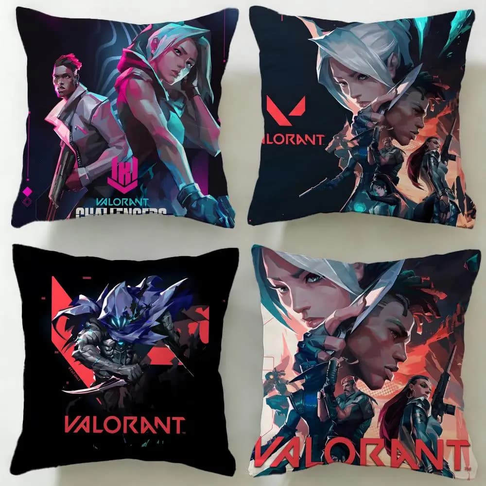 Popolare federa per cuscino del gioco Valorant, morbida e facile da lavare, versatile per divano, letto, viaggi e ufficio