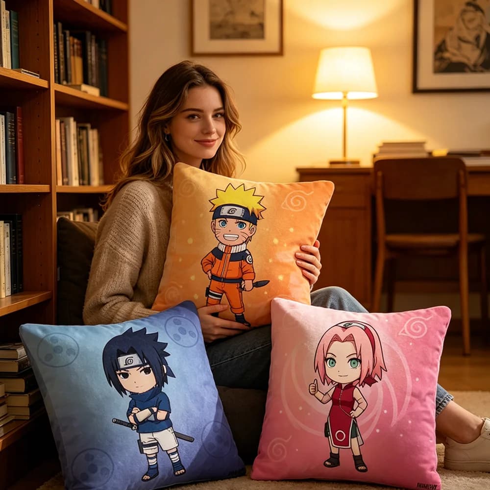 Fodera per cuscino decorativo Uzumaki Naruto in poliestere spazzolato ad alta resa cromatica, morbida e lavabile, per auto e divano