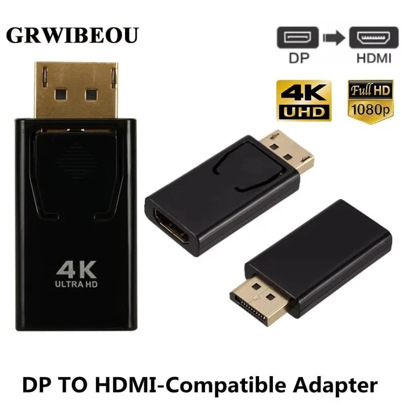 4K DisplayPort to HDMI-compatible Adapter Converter 1080P Display Port Male DP to Female HD TV Cable Adapter Video Audio For PC
