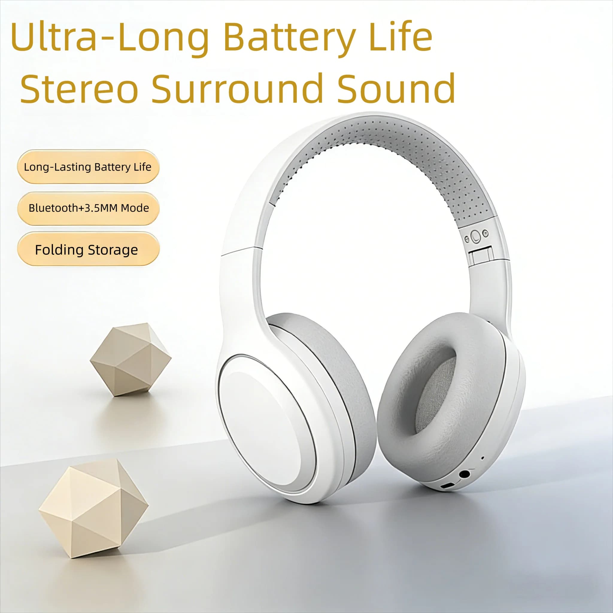 Cuffie stereo HIFI over-ear wireless Bluetooth per sport e gaming con microfono HD, supporto TF/AUX e riduzione del rumore