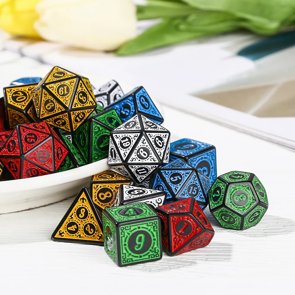 7Pcs dadi poliedrici dadi da gioco poliedrici a doppio colore per RPG Dungeons and Dragons DND RPG D20 D12 D10 D8 D6 D4 gioco da tavolo