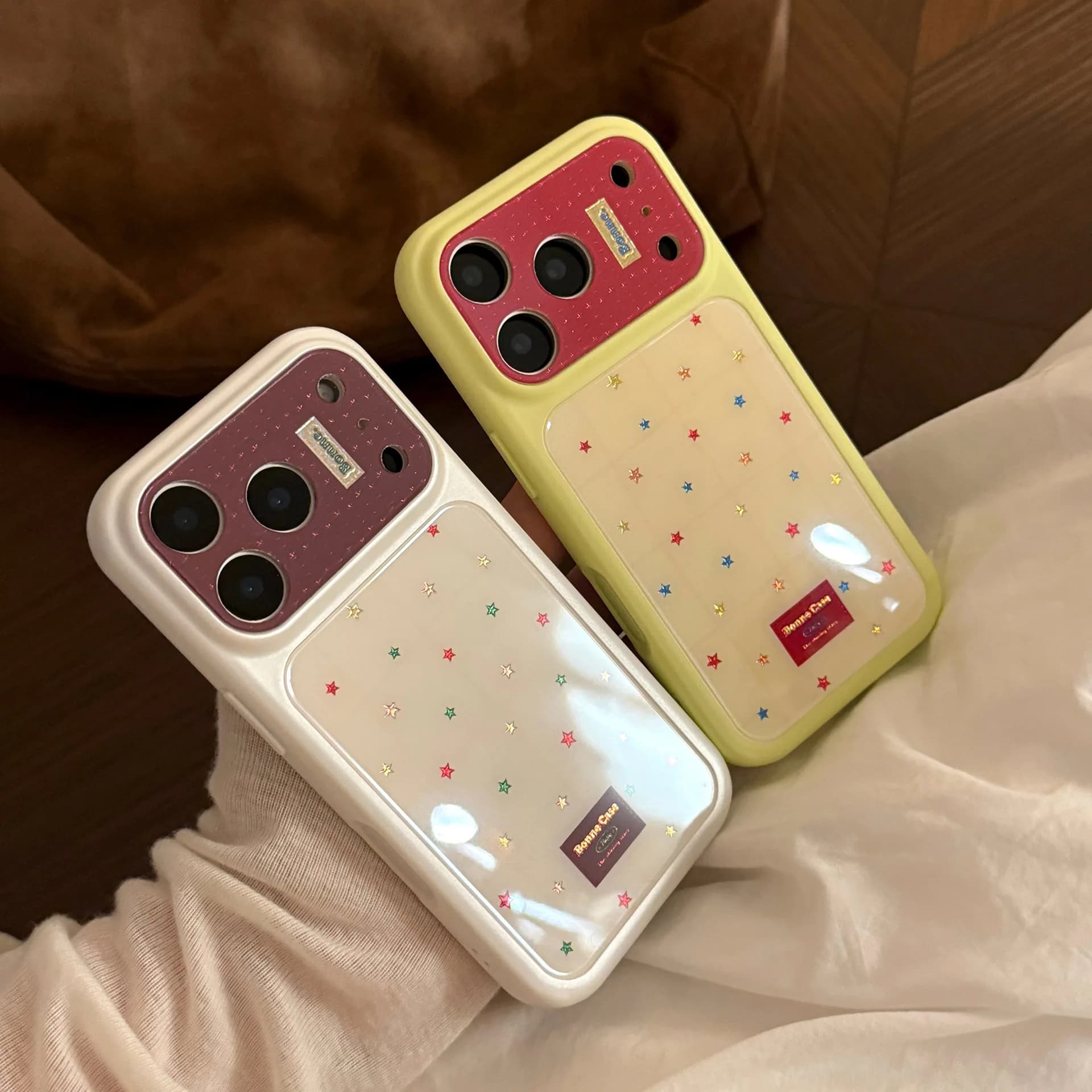 Korean Graffiti Colorful Stars Pattern Phone Case For iPhone 17 16 15 14 13 Pro Max Large Window Shockproof Protective Cover