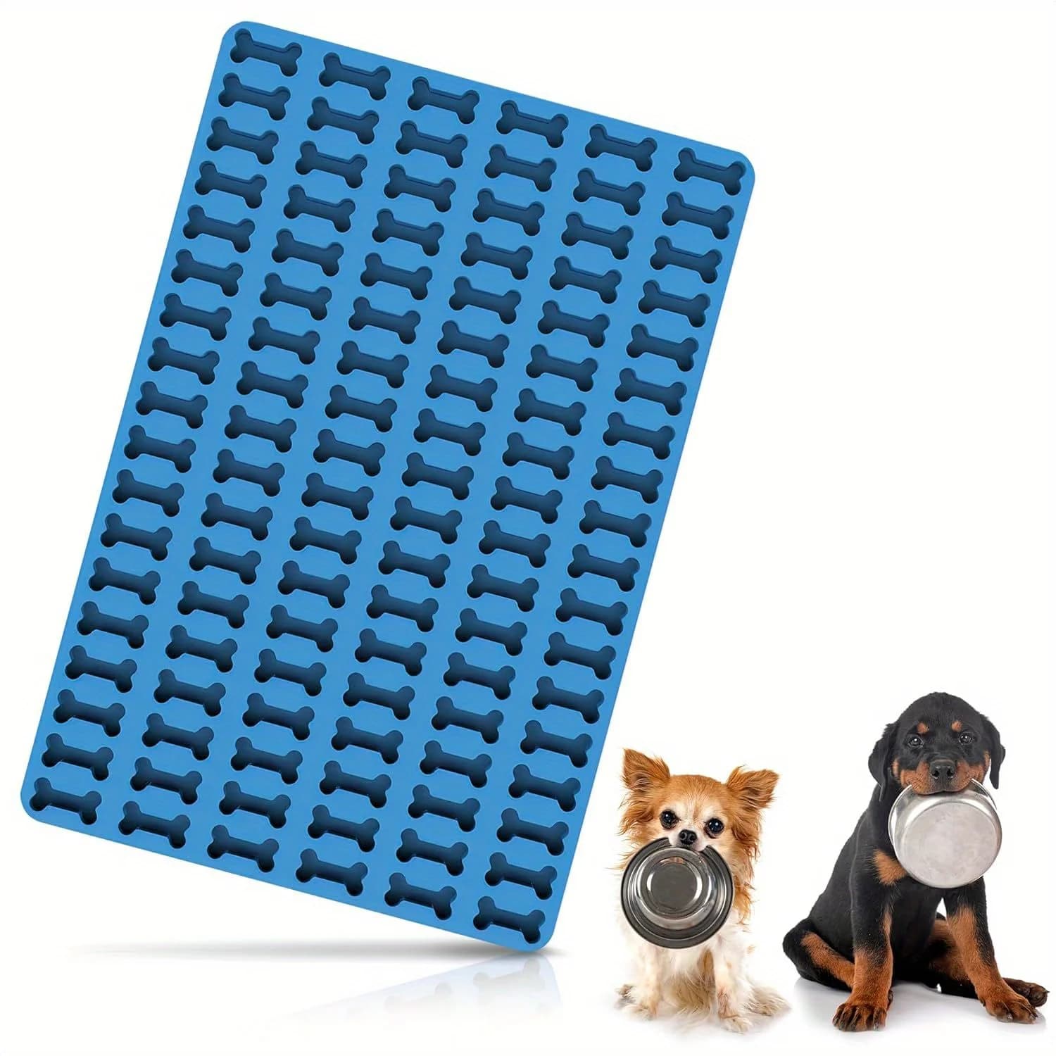 Stampi per caramelle per ossa di cane - Stampi per dolcetti per cani in silicone per cottura e congelamento - Vassoio per ghiaccio blu e stampi per ossa di cioccolato Stampo per snack per animali domestici