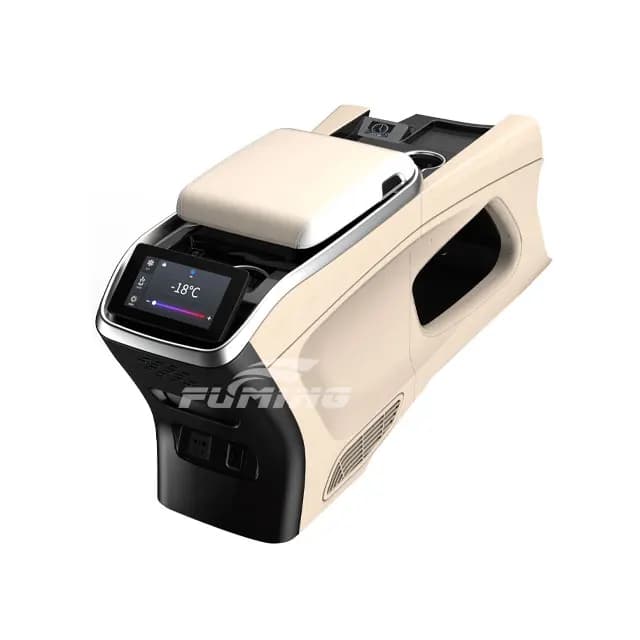 Atmosphere Light Toyota HIACE armrest box includes cup holders, refrigerator storage compartment