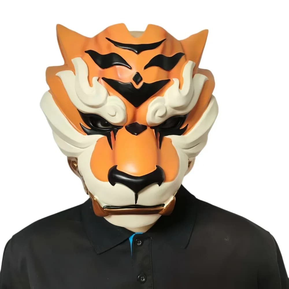 Maschera a Forma di Testa di Tigre, Ornamento Artigianale, Maschera per Adulti, Accessorio per Cosplay, Festival, Spettacoli, Balli in Maschera